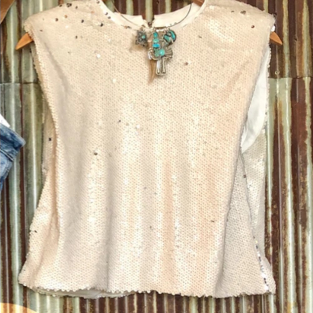 Pearl sequin sleeveless crop top (damaged)